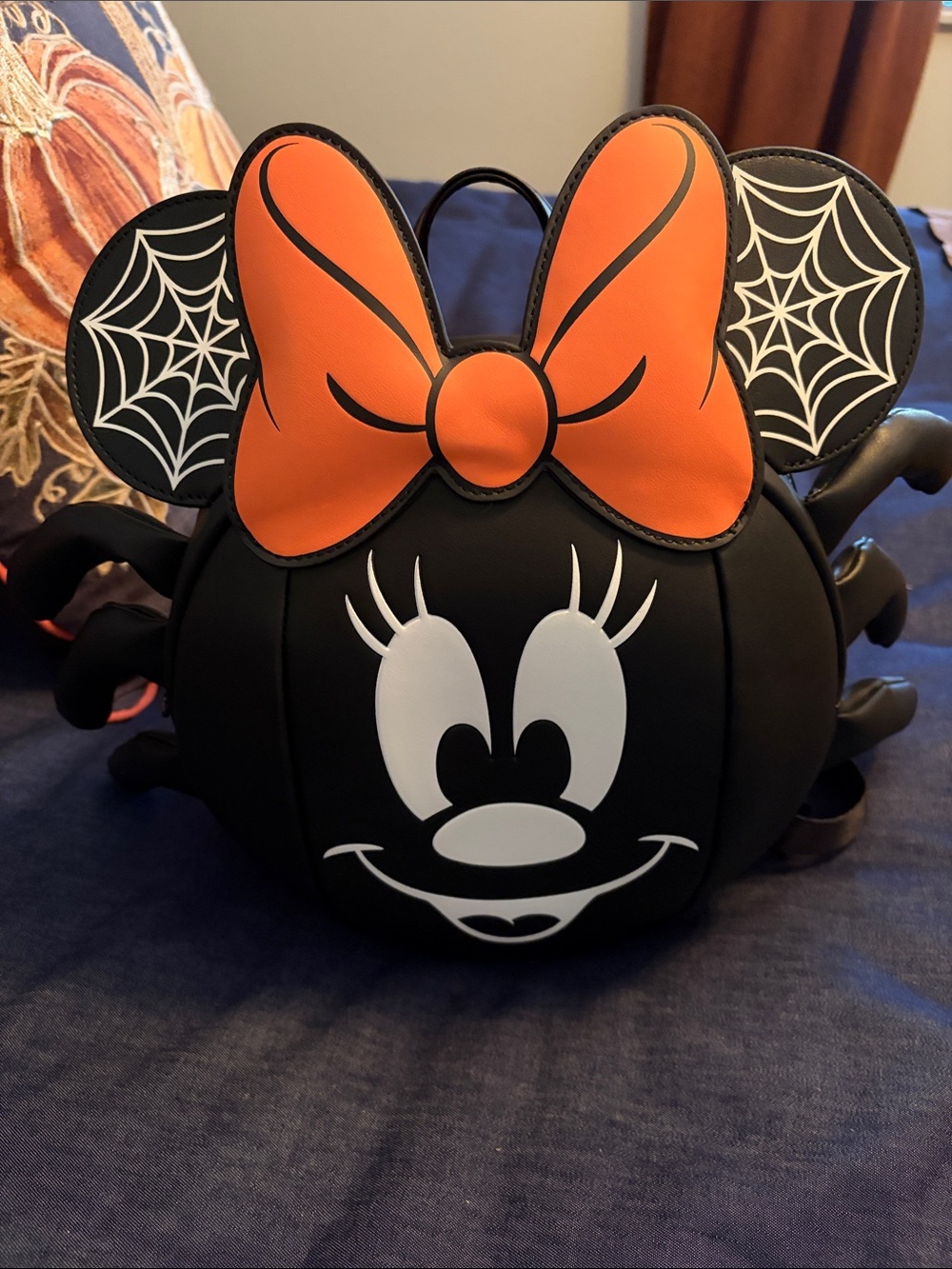 Loungefly Minnie Mouse Halloween Pumpkin Backpack/ears combo- Black & Orange